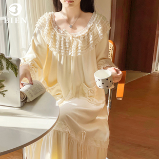 BIEN海岛绒睡裙女秋冬季甜美可爱公主风薄绒可外穿家居服日系韩版