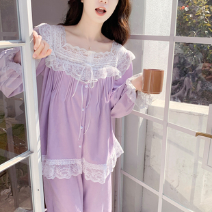 BIEN纯棉睡衣女复古宫廷风法式甜美少女家居服可外穿防静电海岛绒