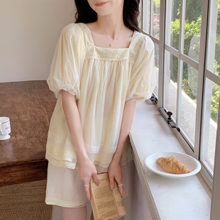 睡衣女夏季 甜美可爱仙女公主风宫廷纯欲家居服夏天莫代尔 新款 法式