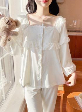 女海岛绒花边睡衣套装