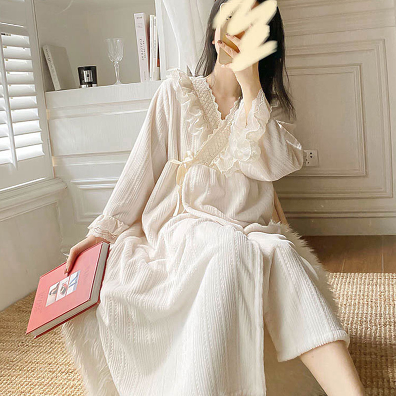 薄绒甜美风宫廷抱抱睡裙