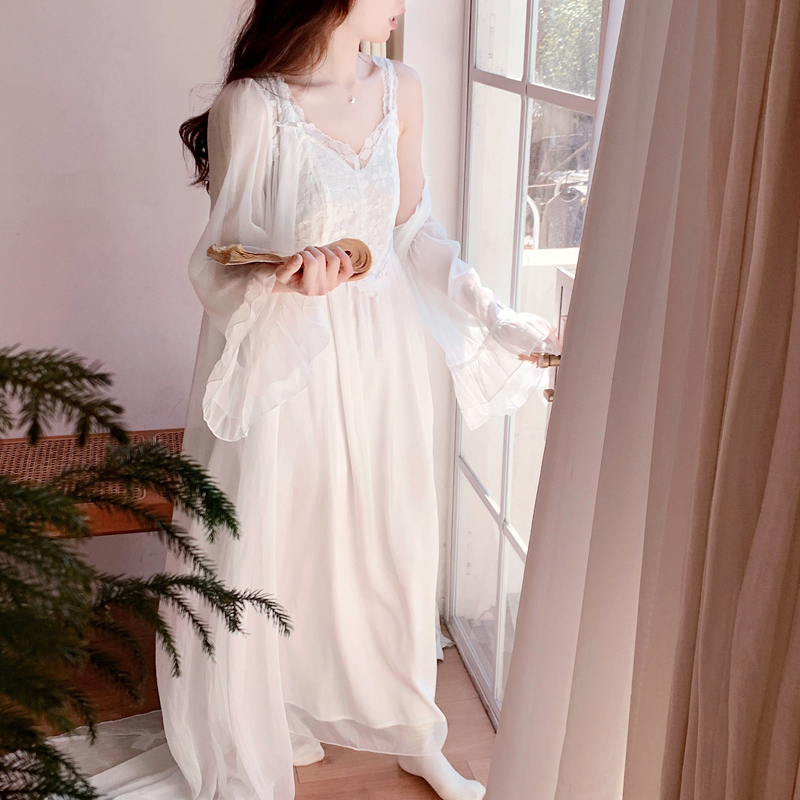 花边网纱莫代尔睡袍宫廷复古女