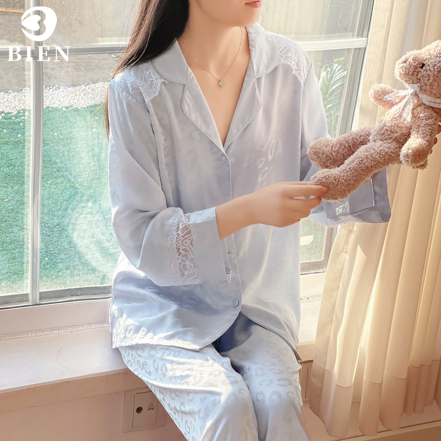 BIEN冰丝睡衣女士春秋季甜美可爱公主风家居服可外穿仿真丝绸套装,女士内衣/男士内衣/家居服,睡衣/家居服套装,淘宝优惠券,粉丝福利购,淘宝优惠卷