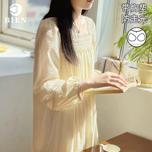 BIEN带胸垫法式 甜美公主宫廷风家居服高级感外穿纯棉 睡裙女春秋季