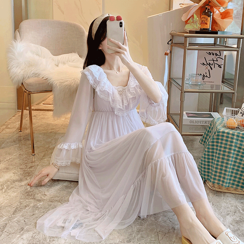 蕾丝莫代尔网纱仙女公主风睡衣