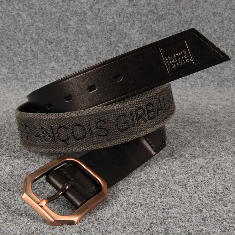 法国原单重工刺绣牛皮男工装腰带