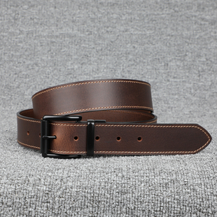 男士休闲头层牛皮针扣皮带 厚重质感真皮腰带 牛仔工装裤腰带百搭