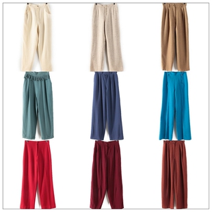 Vintage孤品尖货中古着日本制羊毛复古高腰直筒喇叭萝卜裤 子19