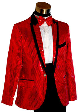 缘于真情红色亮片黑色边绚丽闪亮男士主持人演出服礼服套装3086