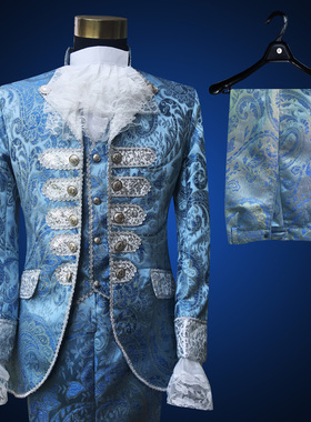 缘于真情新款蓝色宫廷服西式演出服套装司仪表演歌手舞台影楼礼服