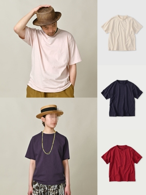 45R日系竹节棉宽松短袖T恤男女