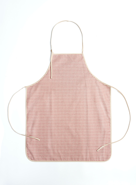 GIRONES西班牙进口复古英伦格子简约粉色防水防油系带围裙