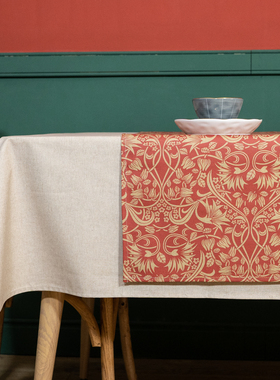 GIRONES进口西班牙美式防水防油红色节日桌旗床旗电视柜茶几盖布