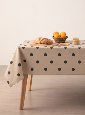 GIRONES简约百搭黑色艺术素描大波点防水防油免洗餐桌布茶几布