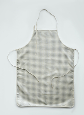 GIRONES西班牙进口复古印花经典灰色格子防水防油家居围裙系带