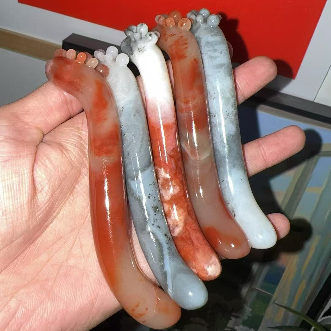 天然寿山石耀眼刷按摩拨筋棒经络穴位点穴笔刮沙美容棒拔筋棒按摩