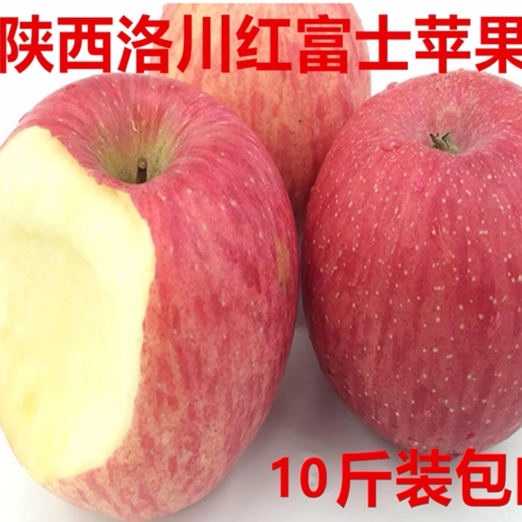 陕西延安特产陕北山地苹果洛川红富士生鲜吃的新鲜水果80#10斤箱