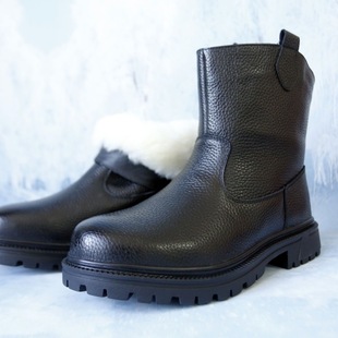 皮毛蒙古一体雪地羊毛冬季棉靴保暖加厚马靴东北棉男牧马羊毛靴子