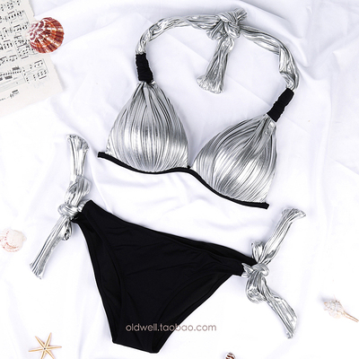 聚拢亮眼三点式bikini比基尼泳衣