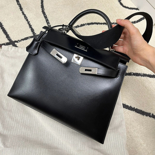 2025流行大牌凯莉包女二代鳄鱼纹高级感BOX真皮手提包单肩斜挎包