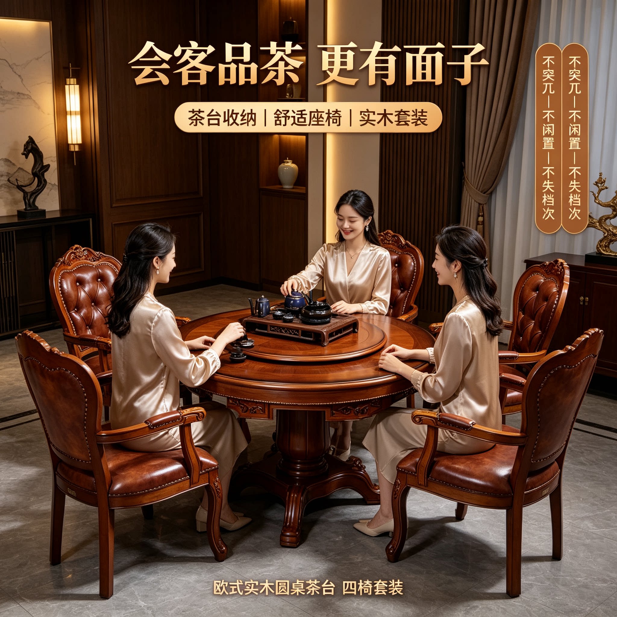 美式实木麻将机全自动家用餐桌两用高档商务静音茶台多功能麻将桌