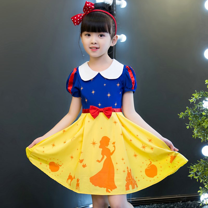 儿童服装迪士尼白雪公主裙子女童连衣裙秋夏季新款印花裙洋气