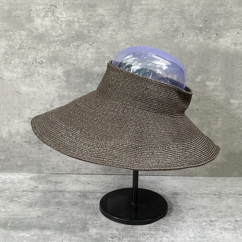 25新款春夏软版斜阳草帽女超大沿环绕透气法式空顶草帽前后都可戴
