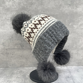 韩国版 毛球宽松针织帽女秋冬护耳保暖冷帽可爱粗毛线帽冬款 大头围