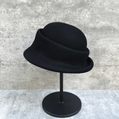 千金风优雅羊毛呢定型礼帽女秋冬轻奢翘边圆顶保暖褶皱短帽沿盆帽