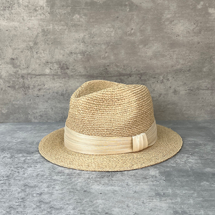 25新款细拉菲草手工编织草帽女夏季防晒遮阳帽优雅礼帽真丝麻装饰