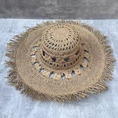 欧美风加大檐镂空太阳帽子女夏季 出游海边度假遮阳防晒可折叠草帽