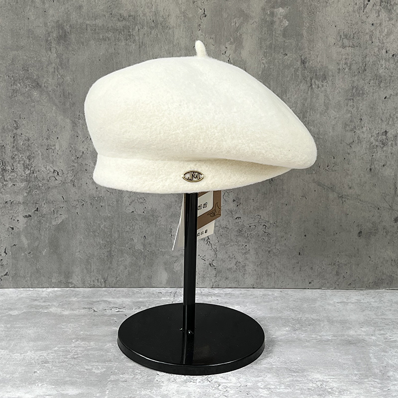 优雅贝雷帽女秋冬纯色羊毛画家帽