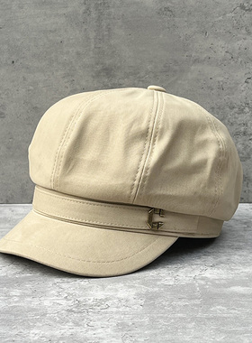 清仓不tui换C字棉质八角帽女春夏显脸小遮阳帽时尚百搭贝雷画家帽