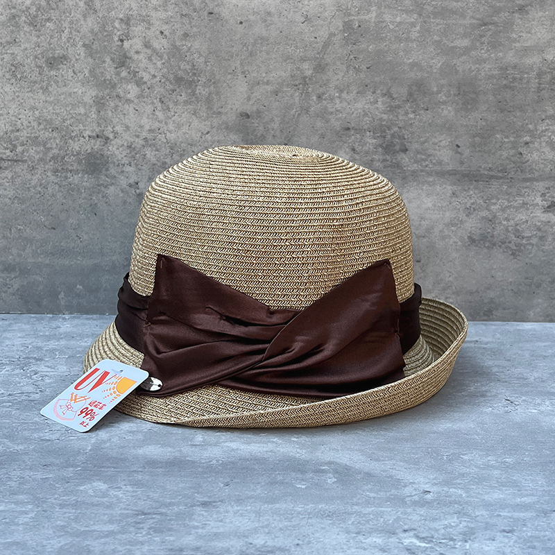 法式气质缎带蝴蝶结前翘沿优雅礼帽女夏季度假防晒沙滩草帽显脸小