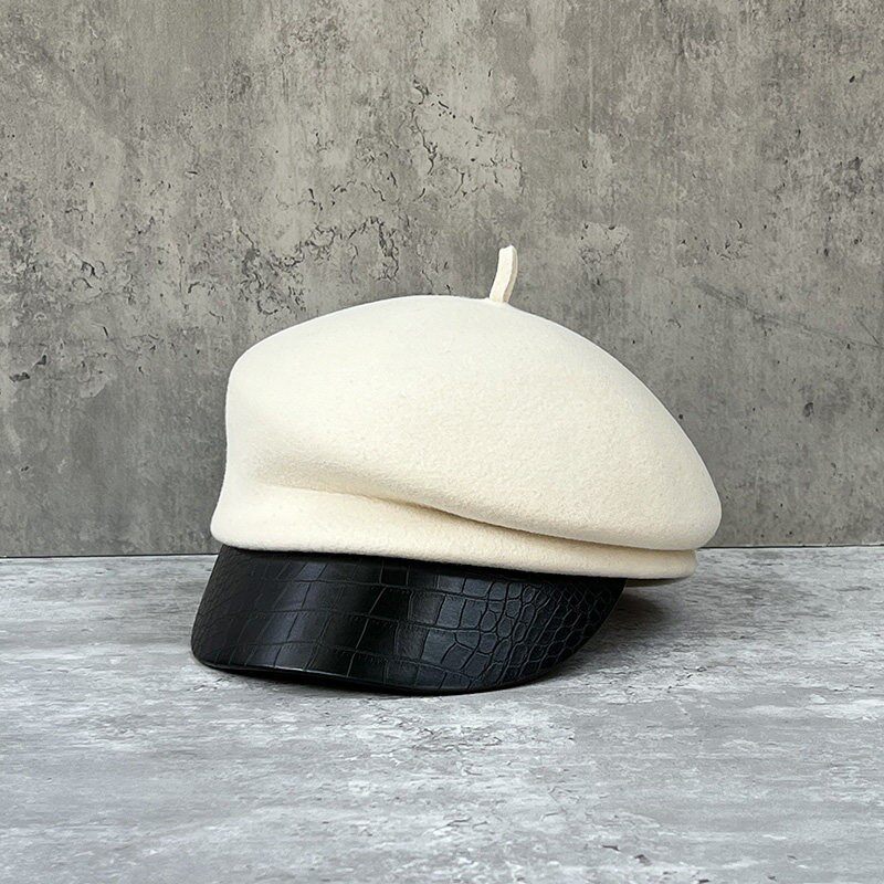 清仓不tui换羊毛呢礼帽女秋冬季英伦百搭平顶帽男潮出游逛街