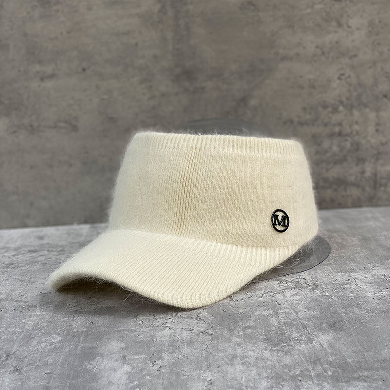 空顶帽女秋冬字母兔毛针织鸭舌帽