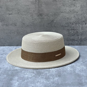 法式 优雅简约百搭草帽女夏季 英伦平顶帽男出游度假沙滩遮阳帽礼帽