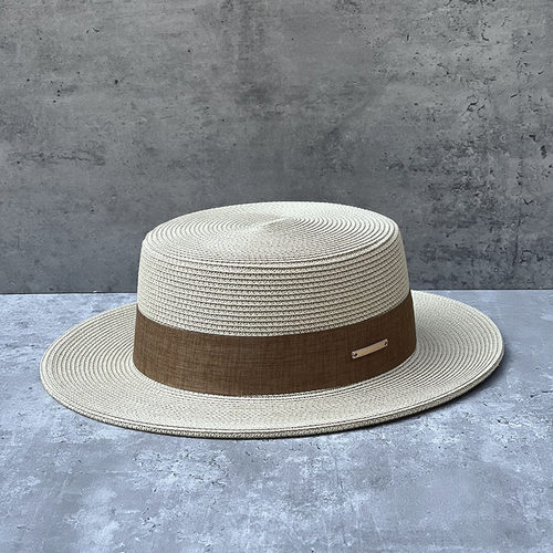 夏季优雅草帽女遮阳帽有型平顶帽