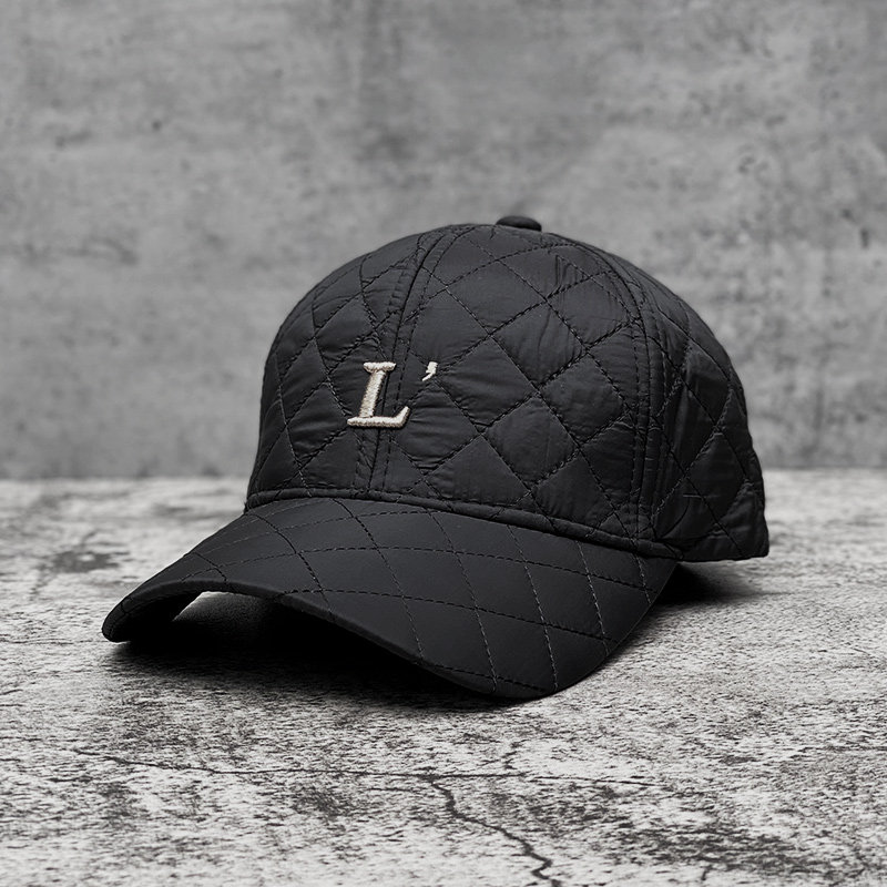 字母刺绣棒球帽女秋冬季保暖羽绒棉鸭舌帽时尚百搭网红款学生潮帽