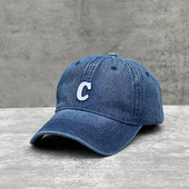 C字母牛仔棒球帽女春夏ins风韩版 百搭休闲鸭舌帽子男潮帽软顶 时尚