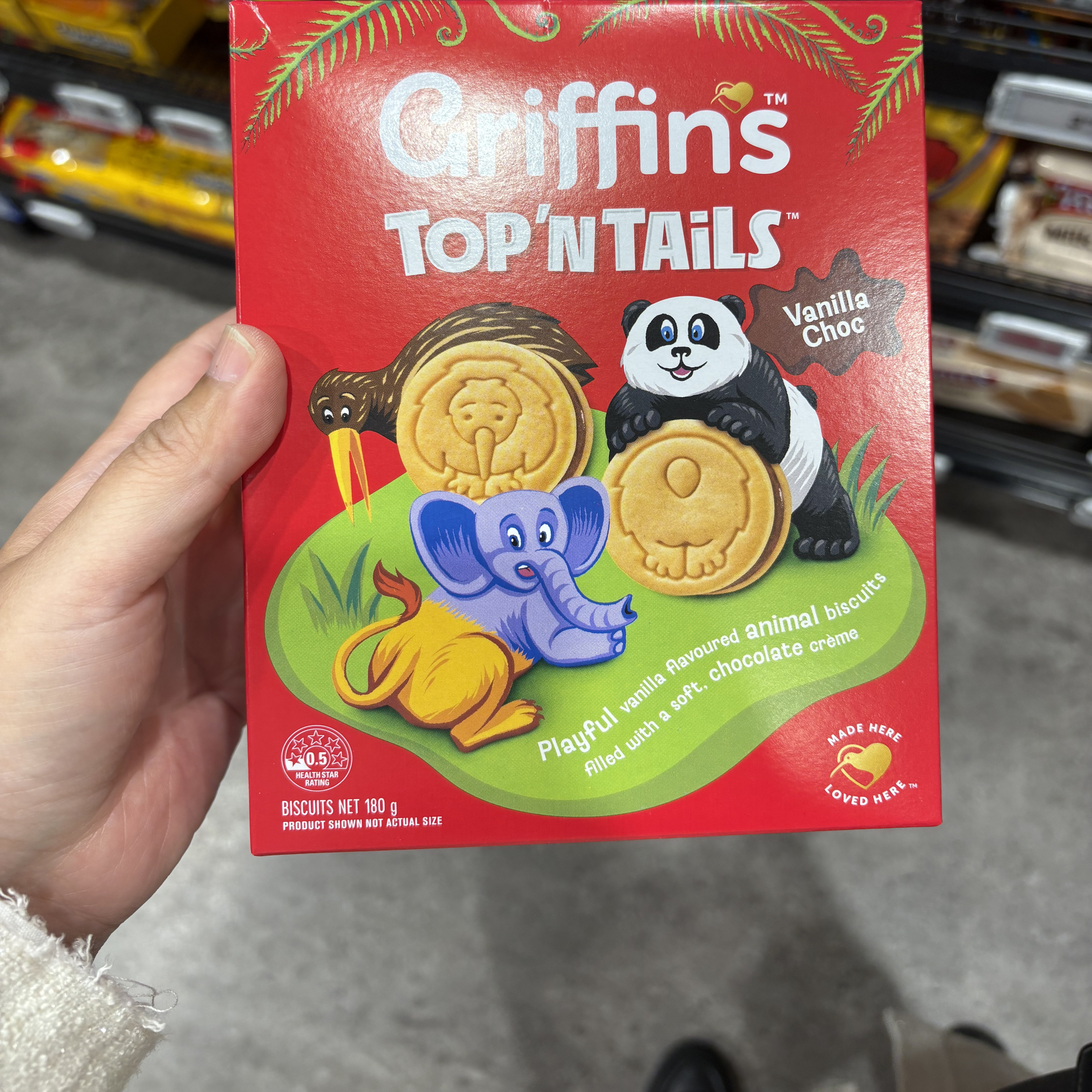 新西兰代购直邮griffins动物巧克力香草夹心饼干零食180g 4件包邮