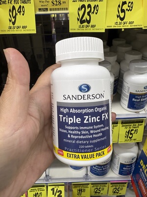 新西兰直邮Sanderson 锌片 220粒 提高免疫力3件包邮