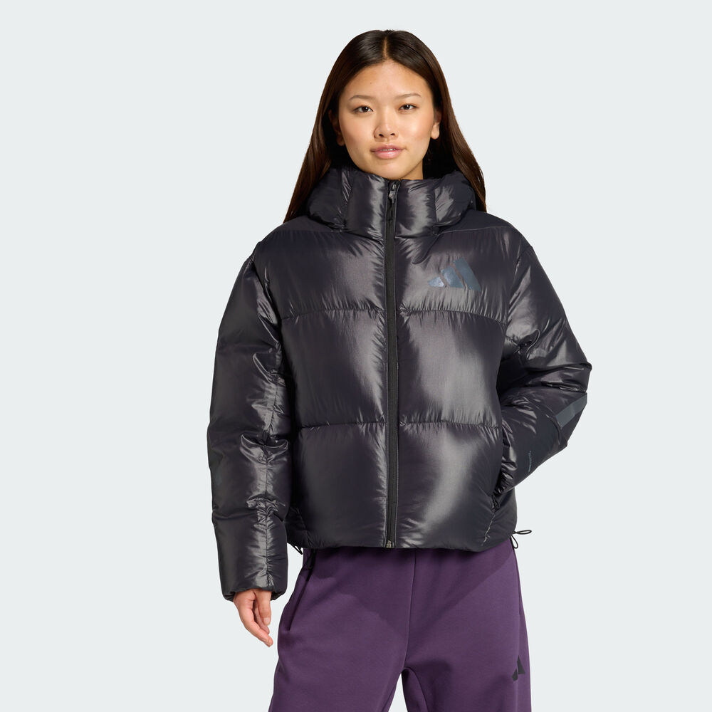 25冬季新款adidas阿迪达斯女子休闲运动保暖连帽羽绒服外套JL6907