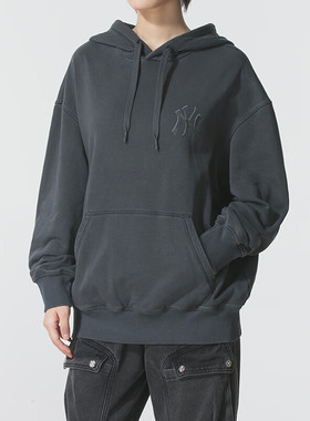 MLB情侣卫衣25秋季新款NY男女水洗做旧连帽运动套头衫3AHDV0554