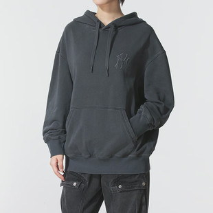 MLB情侣卫衣25秋季新款NY男女水洗做旧连帽运动套头衫3AHDV0554