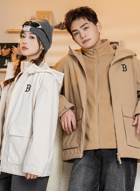 24秋冬MLB情侣冲锋衣外套男女NY三合一抓绒内胆运动夹克3AWJB0246