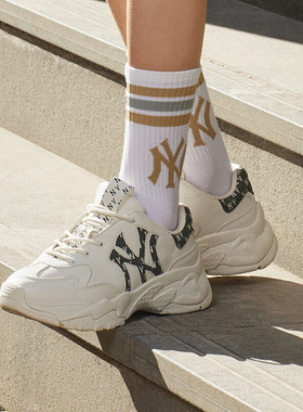 美职棒MLB老爹鞋男女老花复古运动鞋厚底增高时尚休闲鞋3ASHBWM4N