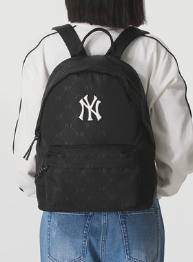MLB男女同款背包25新款NY暗纹老花时尚轻量运动双肩包3ABKM025N