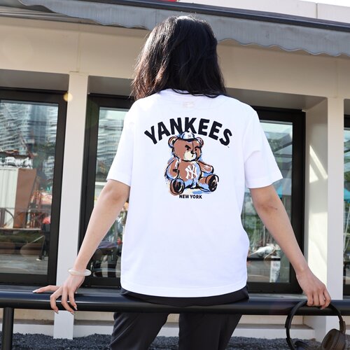 MLB短袖NY皱眉熊凉感透气休闲T恤