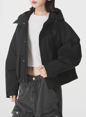 MLB女士冲锋衣25秋冬新款NY小标防泼水透气短款夹克外套3FWJB0154